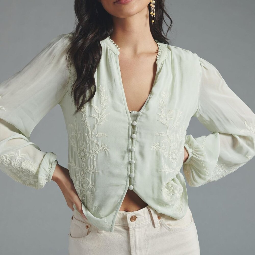 By Anthropologie Embroidered Blouse
